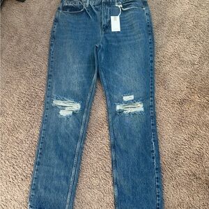Good American Distressed Straight Leg Jeans